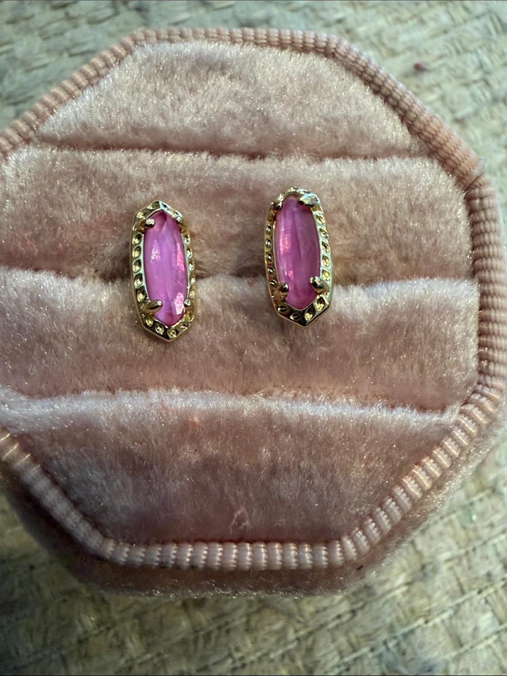 Brighton Gold-Tone Pink Oval Cabochon Earrings